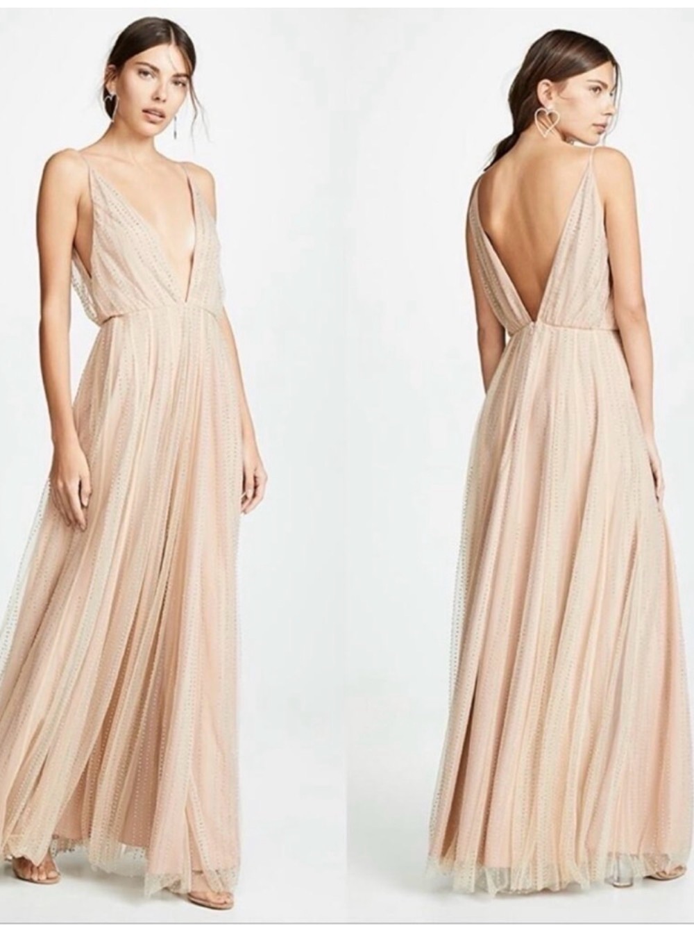 NWT Divine Heritage Crystal Embellished Mesh Maxi Gown Small
